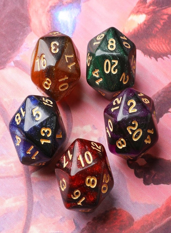 Grajar 35Pcs DND Dice Set with 5 Colorful Animal Patterned Dice Pouches, Polyhedral Dice Sets for Dungeons and Dragons D&D TTRPG MTG Table Role Playing Games Starry Sky - Image 5